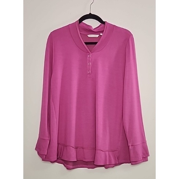 Soft Surroundings Tops - Soft Surroundings Womens XL Purple Henley Oversized Minimal Comfort Minimal Cozy